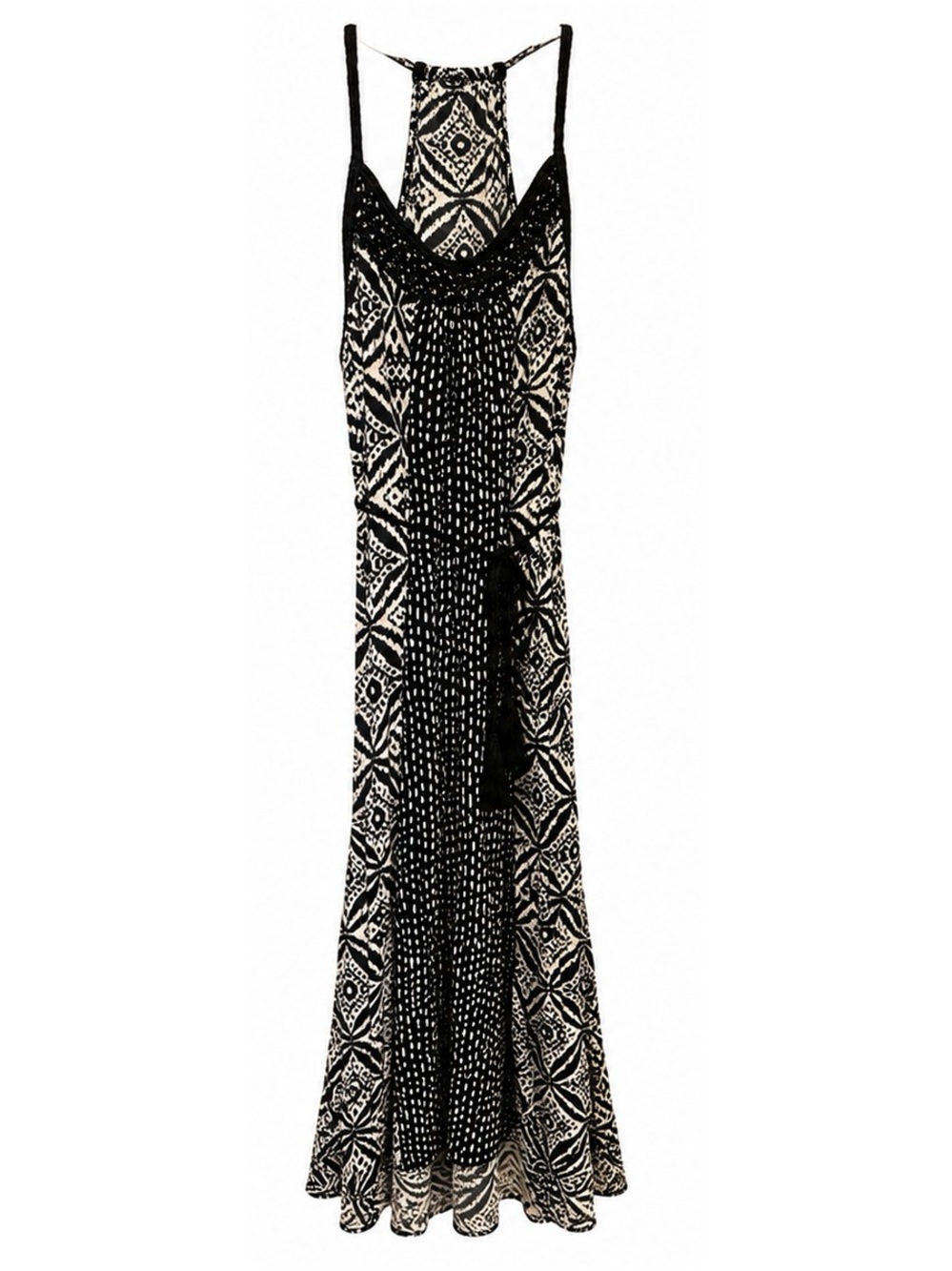 Lucky Brand Black & White Printed Maxi Dress
